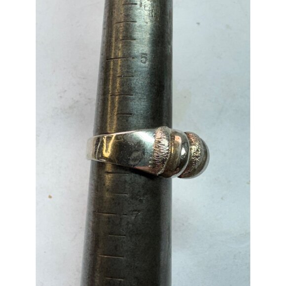 Estate Sterling Silver 925 Textured Dome Band Ring Size 6 Wide Design 5.0g - Picture 7 of 8